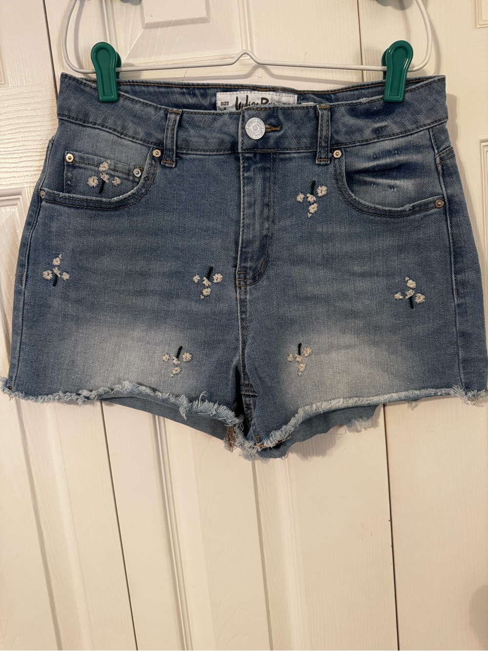 Indigo Rein Light Blue Embroidered Denim Shorts